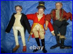 TWO (2) ANTIQUE SCHOENHUT Humpty Dumpty Circus, large, jointed wood CLOWN toys