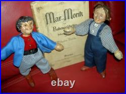 TWO (2) ANTIQUE SCHOENHUT Humpty Dumpty Circus, large, jointed wood CLOWN toys