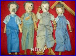 TWO (2) ANTIQUE SCHOENHUT Humpty Dumpty Circus, large, jointed wood CLOWN toys