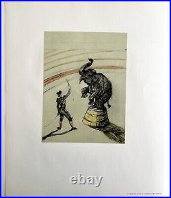 Toulouse Lautrec Performing Elephant 1967 Circus Art Lithograph Matted
