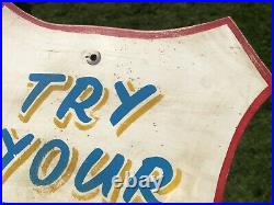 Try Your Luck Antique Vintage Circus Fairground Funfair Shield Shaped Sign