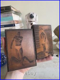 Two Antique Bodybuilder Wrestler Boxer Strongman Circus Copper Printing Block