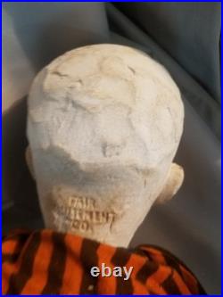 Ultra Rare Antique Fair Amusement Co. Plaster & Fabric Carnival Doll Early 1900s
