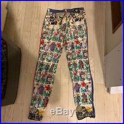 VERSACE JEANS COUTURE VINTAGE'96 DOGS PRINTED Pants Bottoms PUPPY FOX CIRCUS