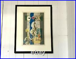 VINTAGE GEORGES SCHREIBER, CIRCUS FUN, COLOR LITHOGRAPH (1944) Framed & Signed