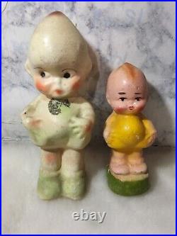 VTG 1920 CHALKWARE FIGURE lot KEWPIE DOLL FACE LARGE CARNIVAL PRIZE Terracotta