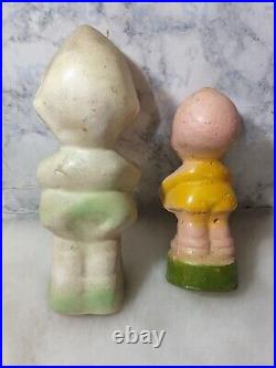 VTG 1920 CHALKWARE FIGURE lot KEWPIE DOLL FACE LARGE CARNIVAL PRIZE Terracotta