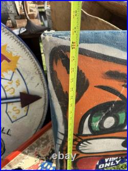 VTG 1940 Antique Carnival Canvas Tiger Carousel Folk Art Game circus Tattoo