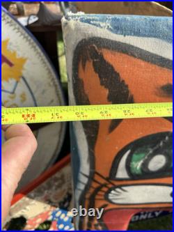 VTG 1940 Antique Carnival Canvas Tiger Carousel Folk Art Game circus Tattoo