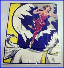 VTG Original Antique HUGE Cole Brothers Circus Poster Lady Riding Horse 1949