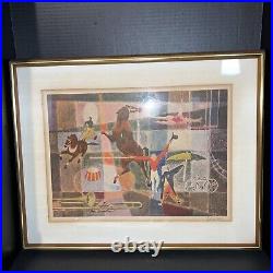 VTg. George Schreiber, 3 RIng Circus? , Color Lithograph? Matted/frame & Signed