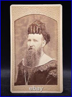 Very Rare Circus CDV Bearded Lady With Crazy Hair 19th C Sideshow Freak