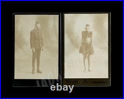 Very rare sideshow / circus cabinet photo pair freaks barnum