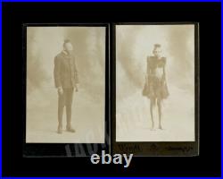 Very rare sideshow / circus cabinet photo pair freaks barnum