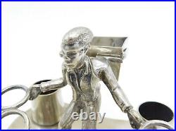 Victorian Novelty Silver Plated Circus Performer or Seller Cigar Stand c1890