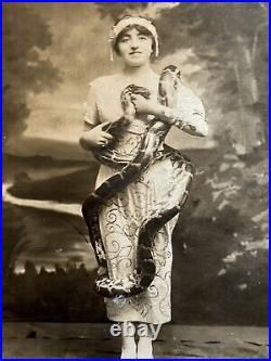 Victorian Snake Charmer Rare Sideshow Ringling Bros Circus Photo Antique 1900s