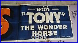 Vintage 120x28 Tom Mix Tony The Wonder Horse Circus Poster Cowboy Antique