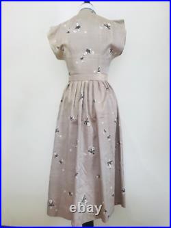 Vintage 1940s Clowns Tightrope Circus Novelty Print Dress Size XS 25 Waist
