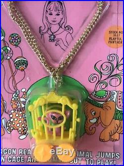 Vintage 1968 Zoolery Kiddles Liddle Circus Wagon Necklace MOC Playful Panther