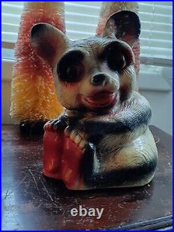 Vintage 30s/40s Carnival Chalkware Figurine. Panda Bear With Some Glitter Unique