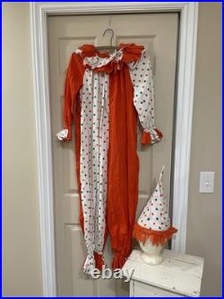 Vintage 50s Homemade Clown Suit Costume Full Body Bright Colors Adult Hat
