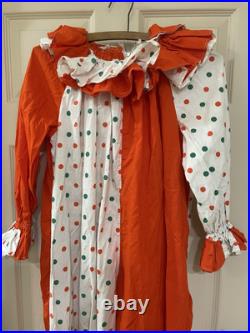 Vintage 50s Homemade Clown Suit Costume Full Body Bright Colors Adult Hat