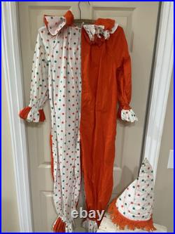 Vintage 50s Homemade Clown Suit Costume Full Body Bright Colors Adult Hat