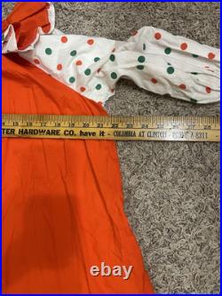 Vintage 50s Homemade Clown Suit Costume Full Body Bright Colors Adult Hat