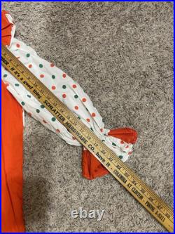 Vintage 50s Homemade Clown Suit Costume Full Body Bright Colors Adult Hat