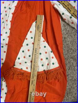 Vintage 50s Homemade Clown Suit Costume Full Body Bright Colors Adult Hat