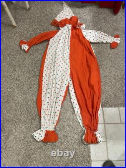Vintage 50s Homemade Clown Suit Costume Full Body Bright Colors Adult Hat