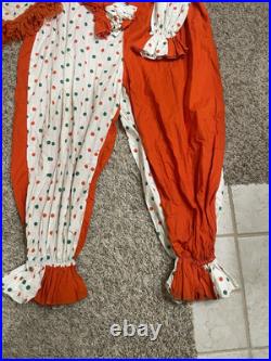 Vintage 50s Homemade Clown Suit Costume Full Body Bright Colors Adult Hat
