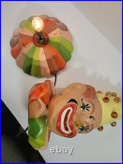 Vintage 60s Marble Hat Circus Clown TV Lamp. 18 Tall. Works great