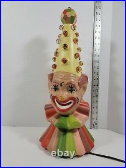 Vintage 60s Marble Hat Circus Clown TV Lamp. 18 Tall. Works great