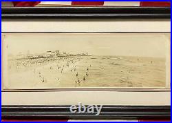 Vintage Antique Coney Island New York Beach Panoramic Photograph 1910s Framed #7