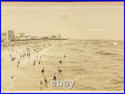 Vintage Antique Coney Island New York Beach Panoramic Photograph 1910s Framed #7