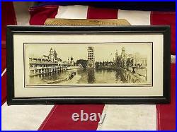 Vintage Antique Coney Island New York Small Panoramic Photograph 1910s Framed #6