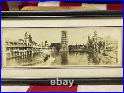 Vintage Antique Coney Island New York Small Panoramic Photograph 1910s Framed #6