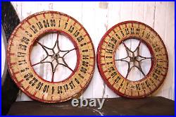 Vintage Antique Gambling Wheel Wood Carnival Game Board roulette sign 1930s set