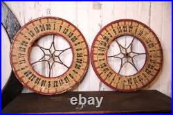 Vintage Antique Gambling Wheel Wood Carnival Game Board roulette sign 1930s set