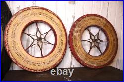 Vintage Antique Gambling Wheel Wood Carnival Game Board roulette sign 1930s set