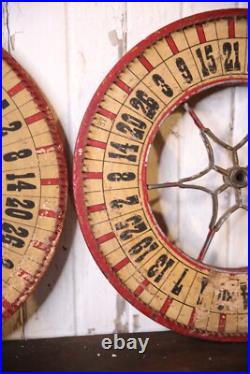 Vintage Antique Gambling Wheel Wood Carnival Game Board roulette sign 1930s set