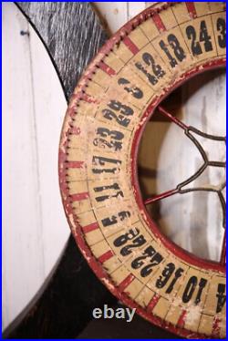 Vintage Antique Gambling Wheel Wood Carnival Game Board roulette sign 1930s set