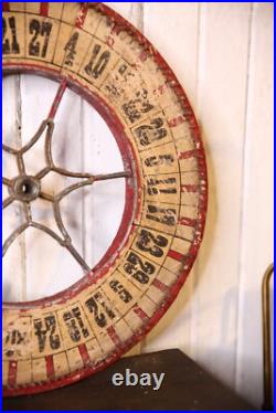 Vintage Antique Gambling Wheel Wood Carnival Game Board roulette sign 1930s set