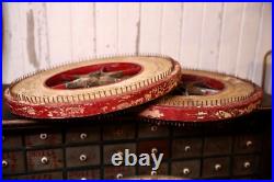 Vintage Antique Gambling Wheel Wood Carnival Game Board roulette sign 1930s set