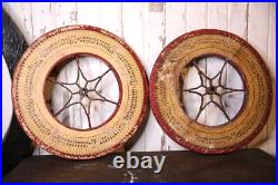 Vintage Antique Gambling Wheel Wood Carnival Game Board roulette sign 1930s set
