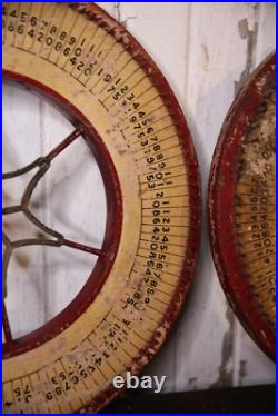 Vintage Antique Gambling Wheel Wood Carnival Game Board roulette sign 1930s set
