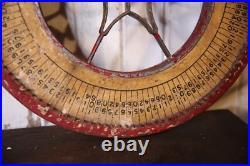 Vintage Antique Gambling Wheel Wood Carnival Game Board roulette sign 1930s set