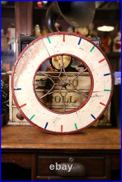 Vintage Antique Gambling Wheel Wood Carnival Game Sign circus roulette 1930s old