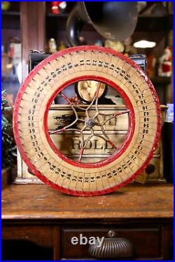 Vintage Antique Gambling Wheel Wood Carnival Game Sign circus roulette 1930s old